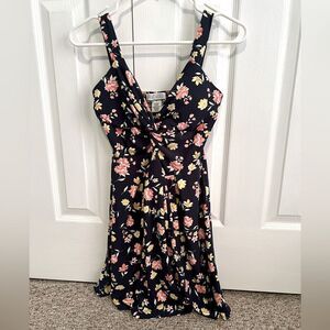 NWOT Planet Gold Womens M Polyester‎ Blend Navy Flower Mini Dress